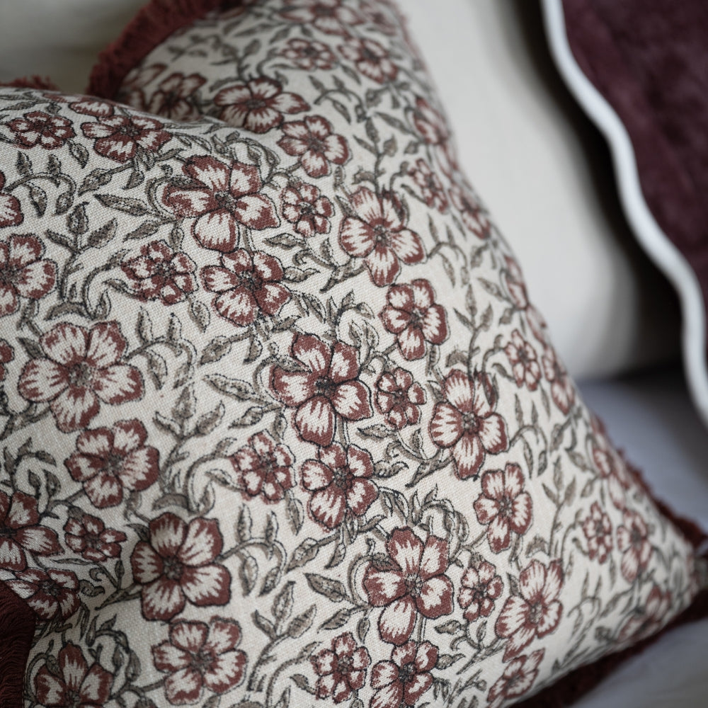 Sadie Burgundy Floral Cushion 45x45