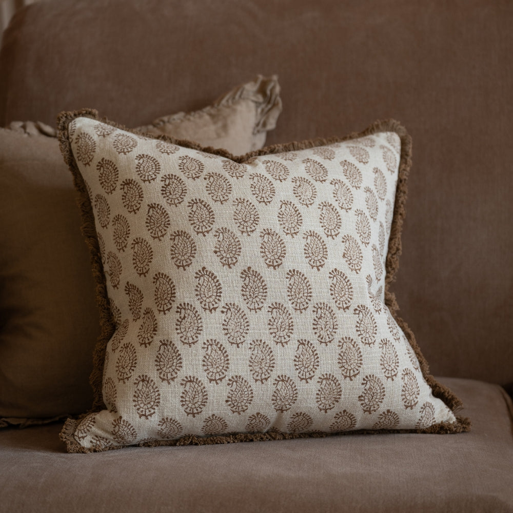 Sadie Chestnut Brown Print Cushion 45x45