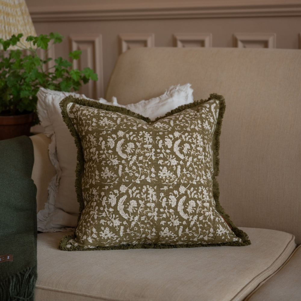 Sadie Olive Vintage Floral Cushion 45x45