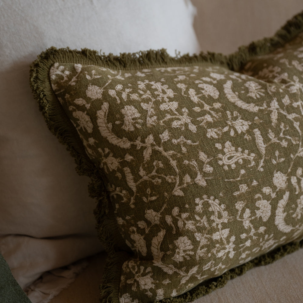 Sadie Olive Vintage Floral Cushion 50x30