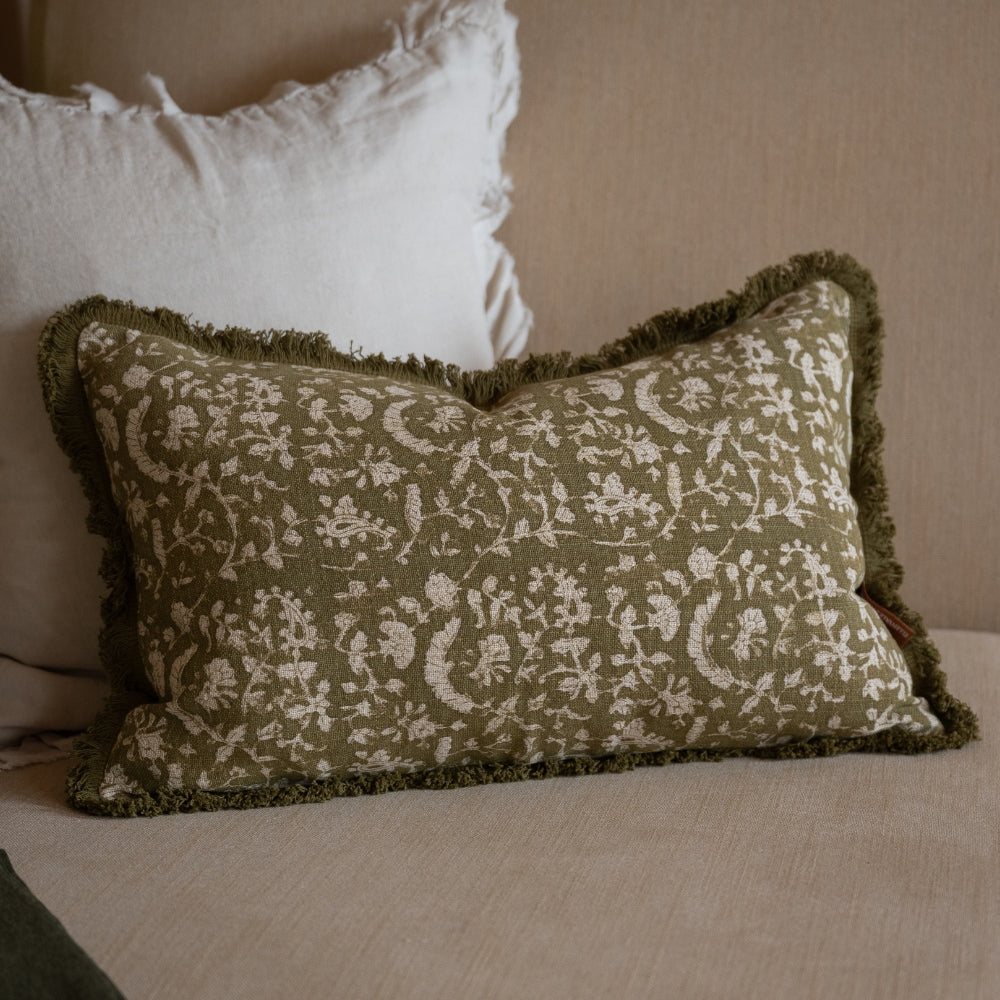 Sadie Olive Vintage Floral Cushion 50x30