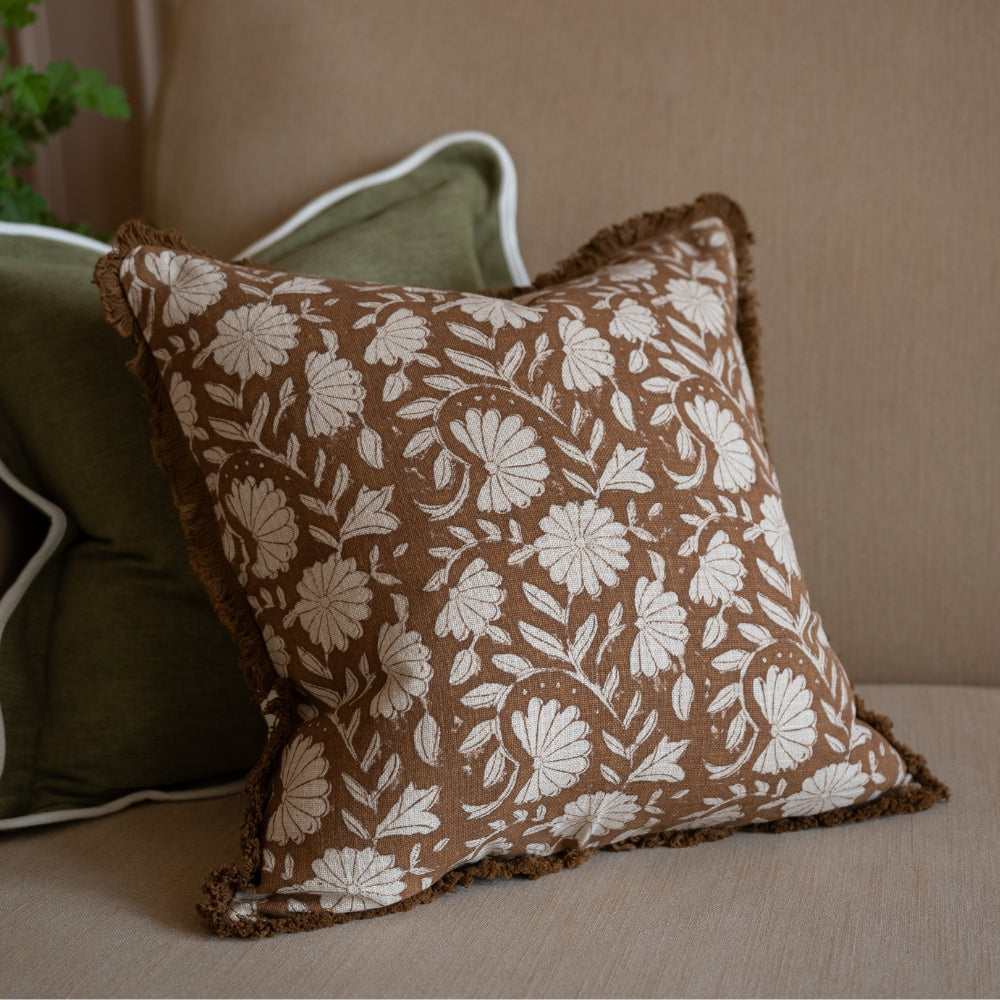 Sadie Rust Print Cushion 45x45