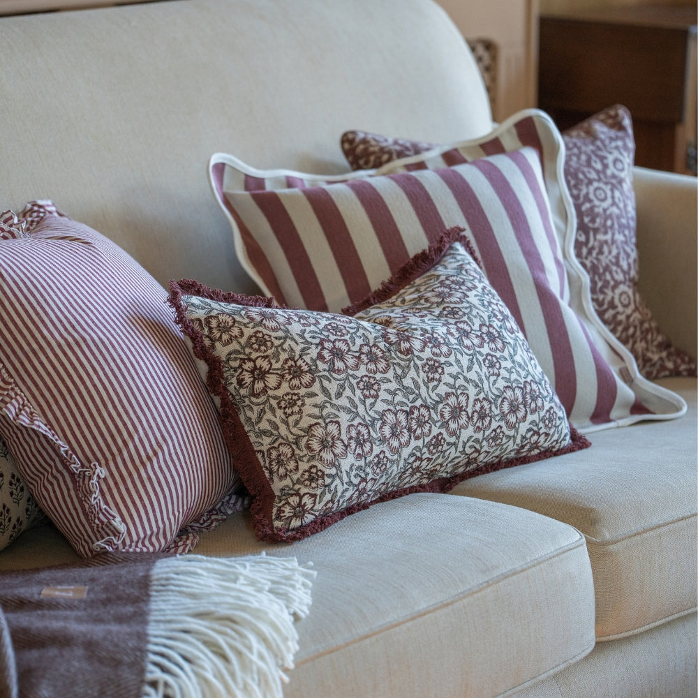 The Burgundy & Oatmeal Cushion Combination