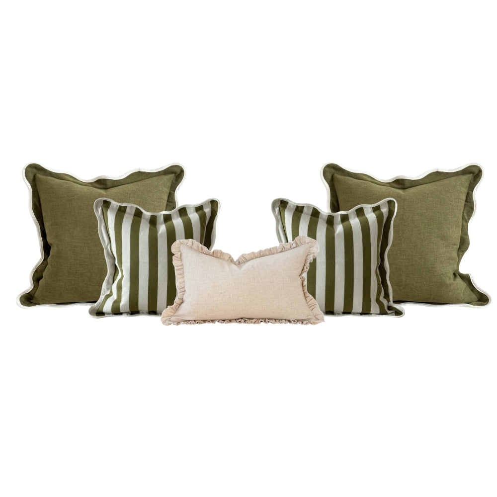 The Large Olive Stripe Cushion Combination