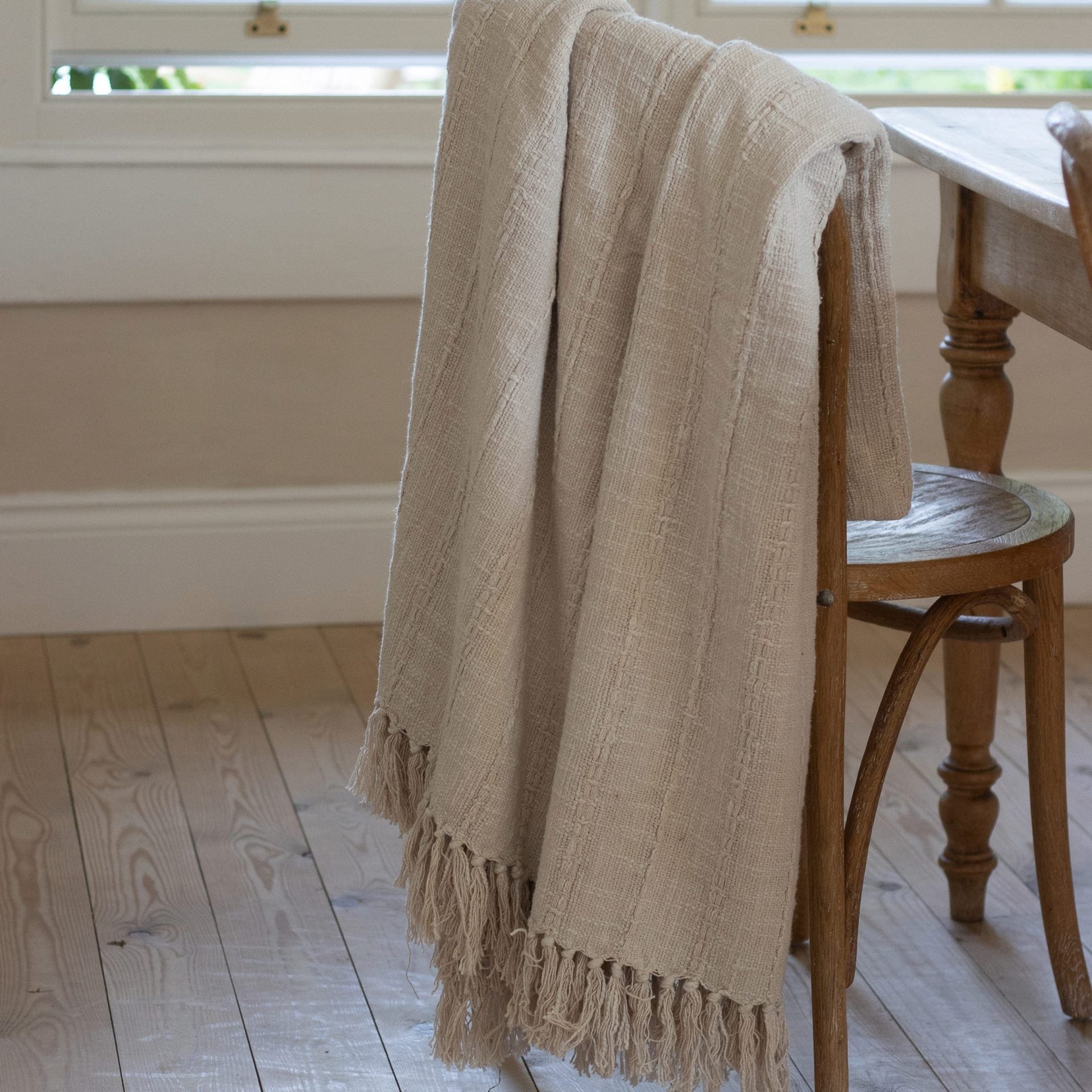 Large Cream Cotton Throw/Bedspread