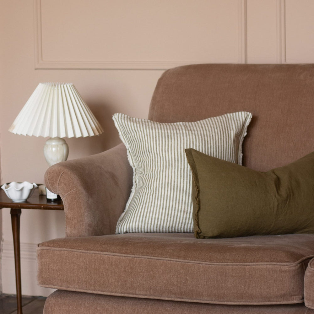 Esmee Olive Green Linen Cushion 50x30