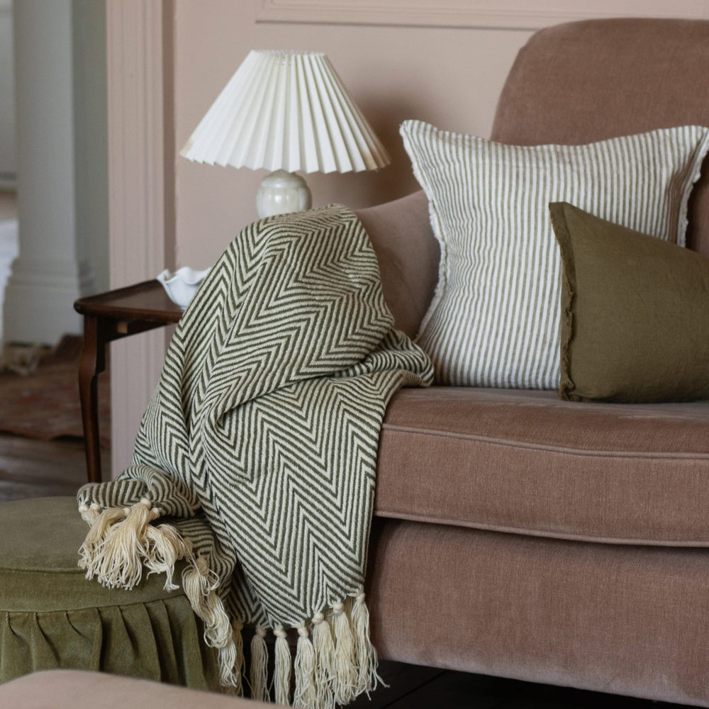Esmee Olive Green Stripe Cushion 45x45