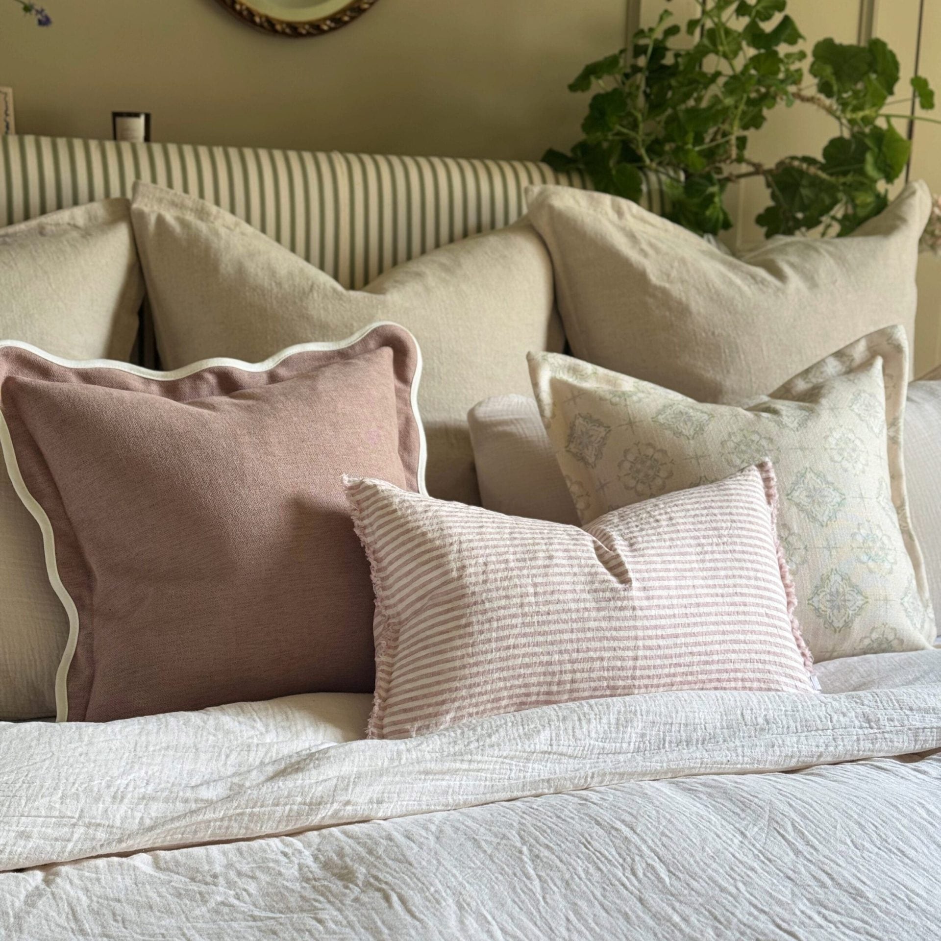 Esmee Pink Stripe Cushion 50x30