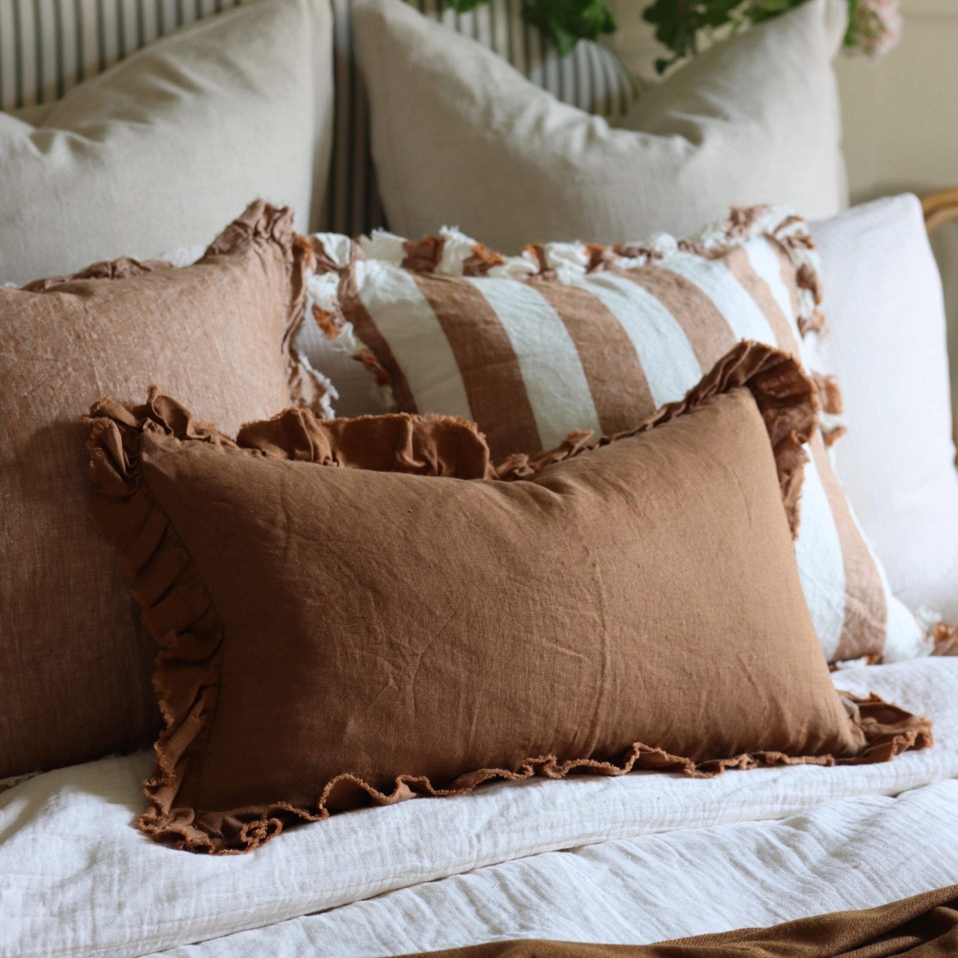 Hallie Rust Linen Cushion 50x30
