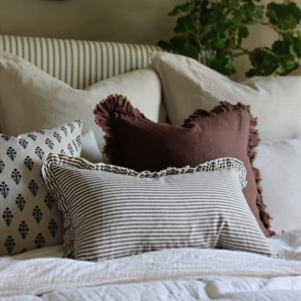 Darcy Dark Brown Ruffle Cushion 50x30