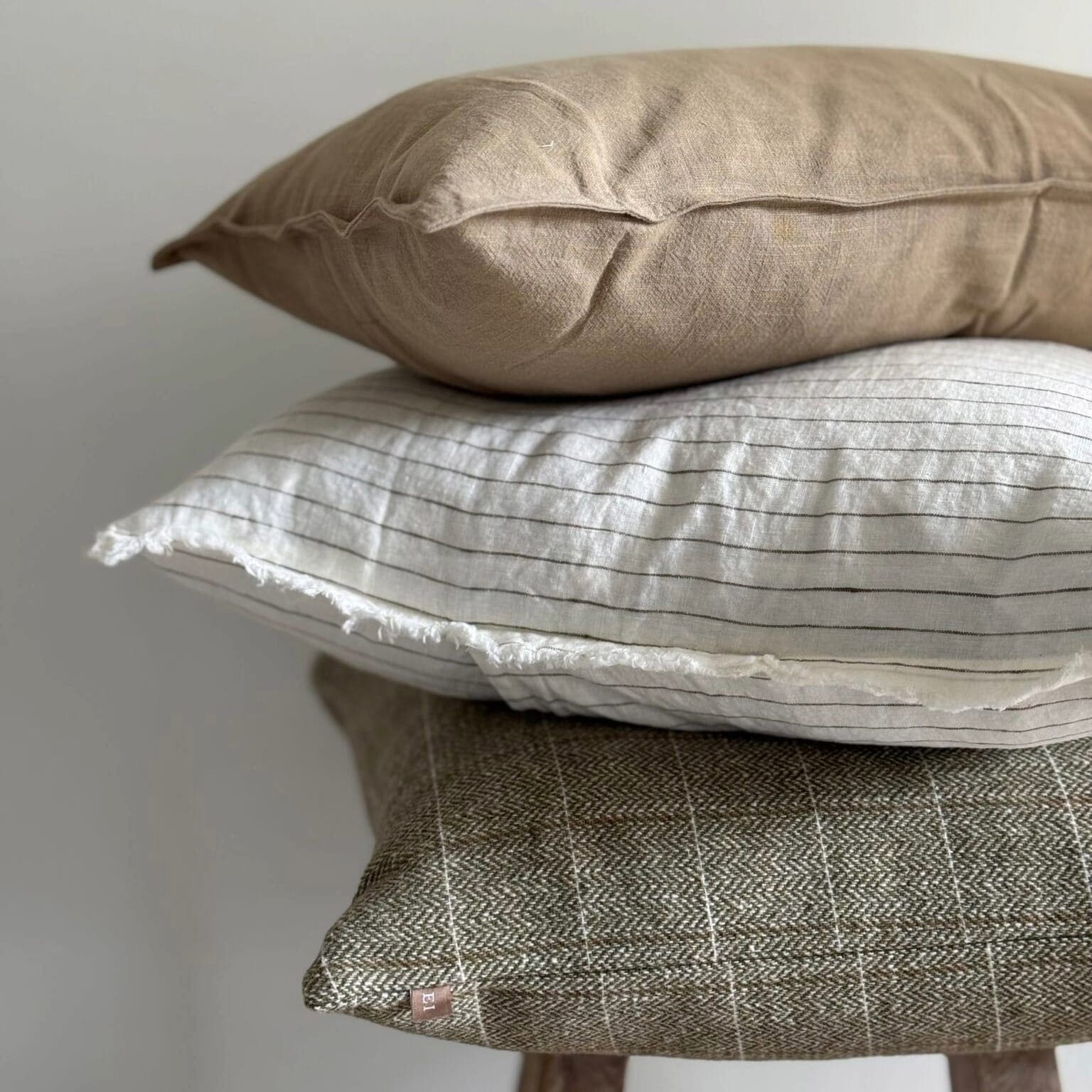Esmee Olive Green Pinstripe Cushion 45x45