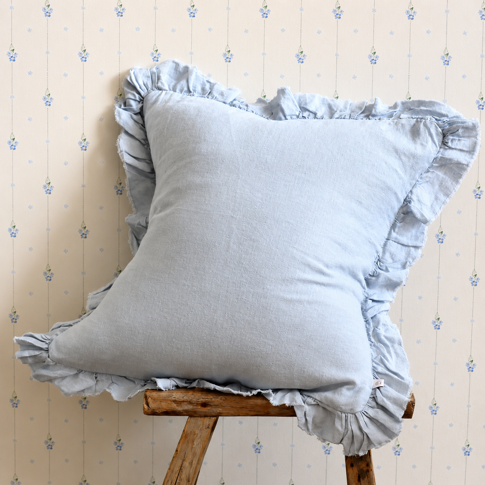 Hallie Dusty Blue Ruffle Cushion 45x45