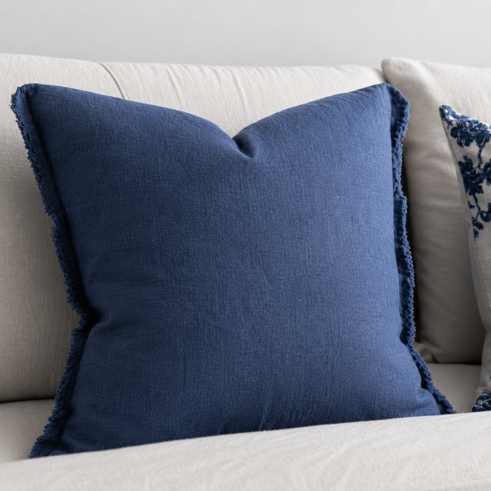 Esmee Navy Blue Linen Cushion 45x45