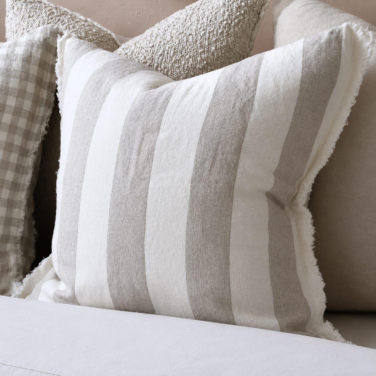Esmee Natural Wide Stripe Cushion 45x45