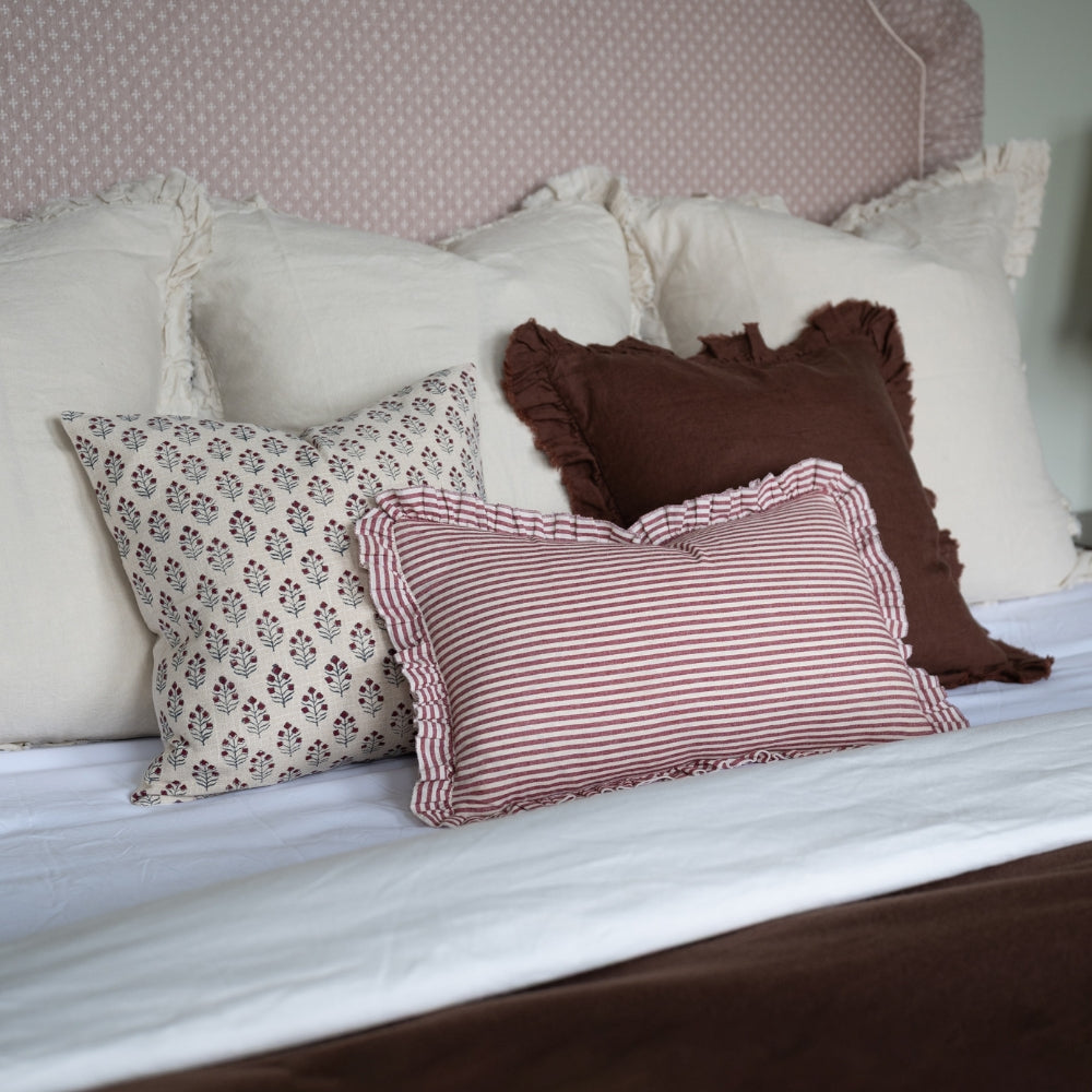 The Burgundy Stripe Cushion Combination