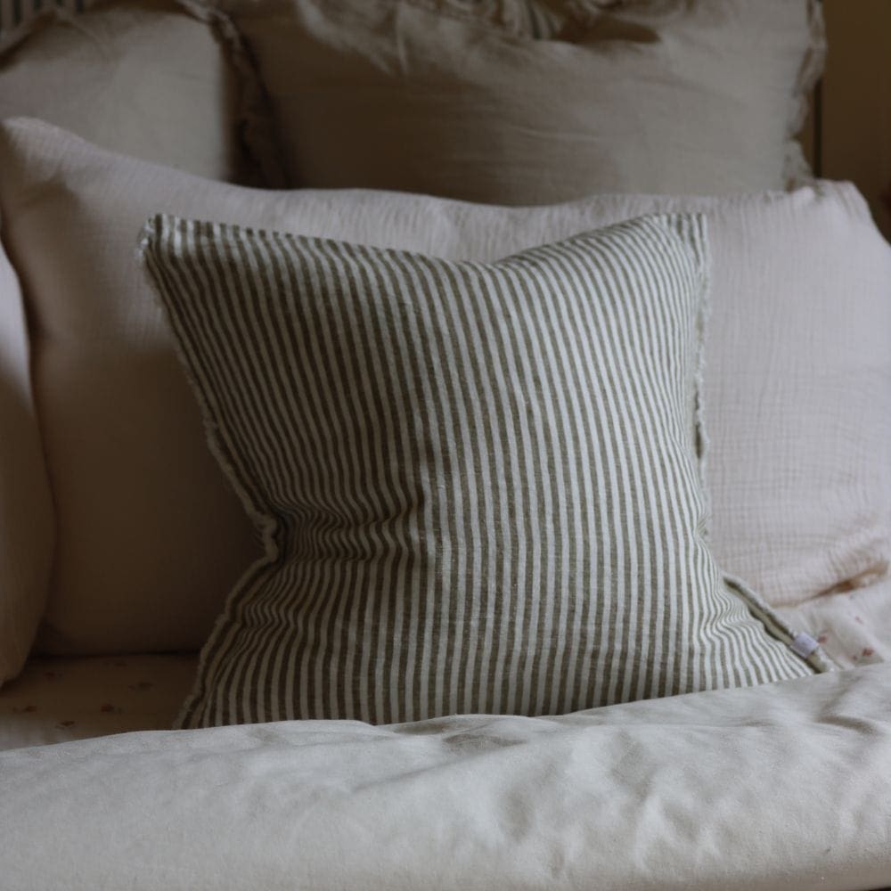 Esmee Olive Green Stripe Cushion 45x45