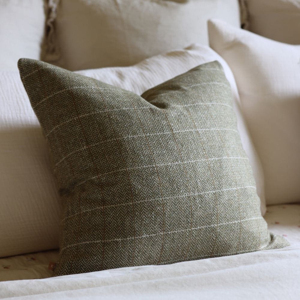 Betty Olive Green Tweed Cushion 45x45