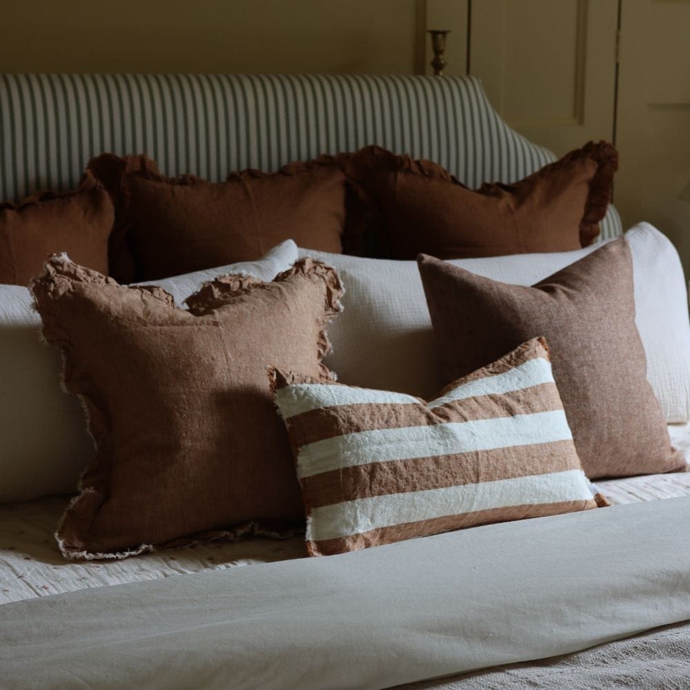 Hallie Washed Rust Linen Cushion 45x45