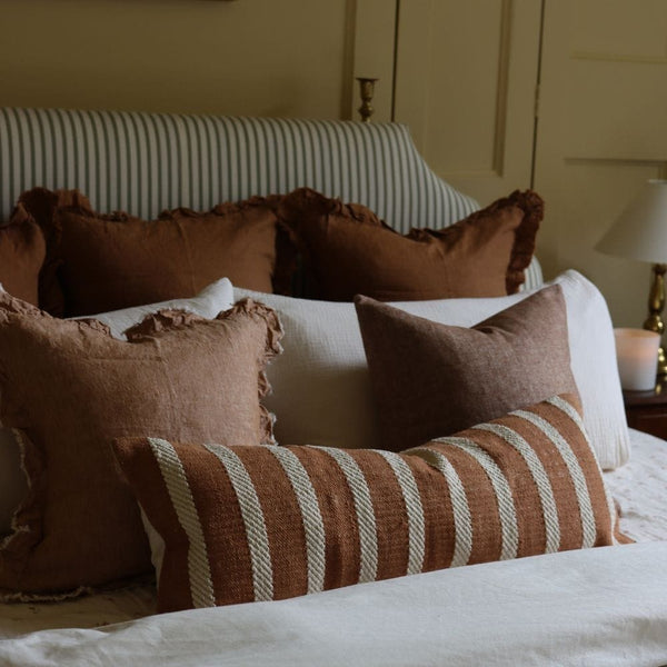 india rust rope bolster cushion
