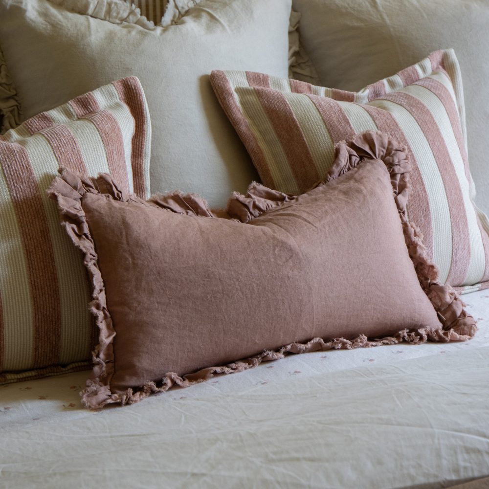 Hallie Dusty Pink Ruffle Cushion 50x30