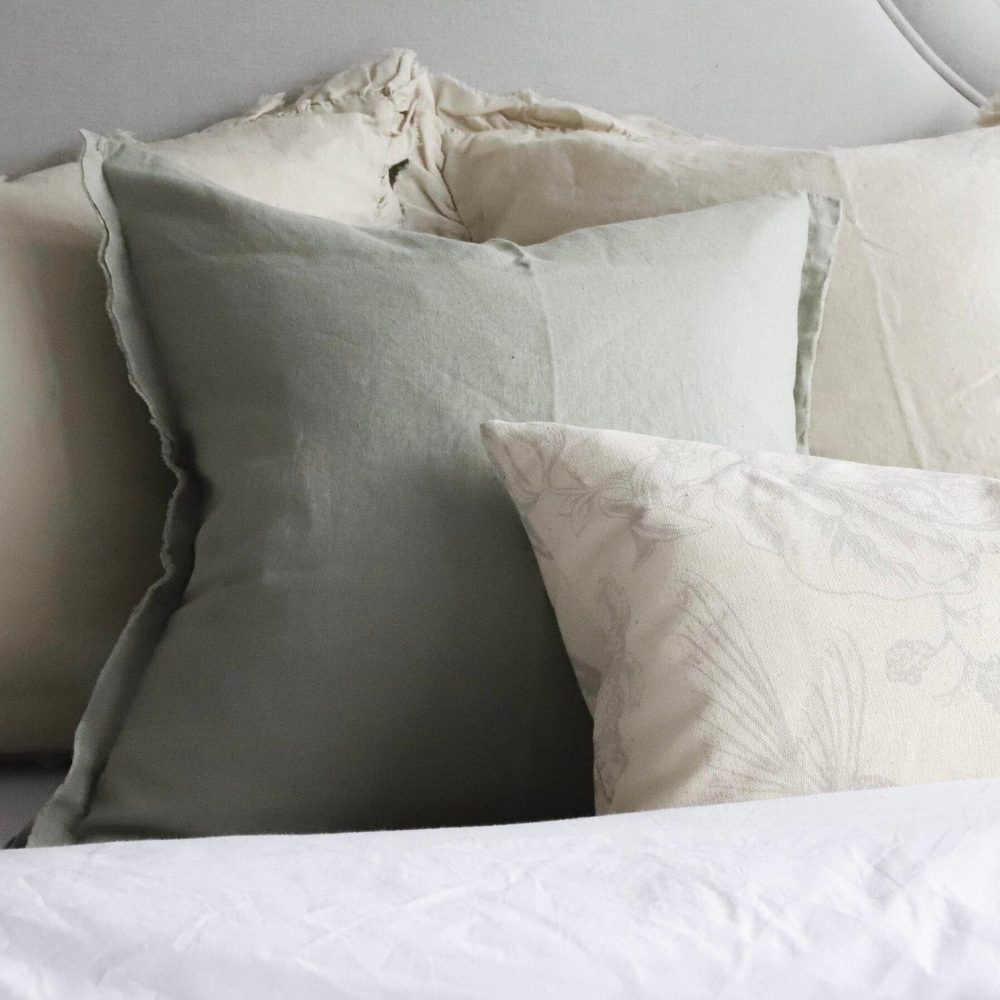 Esmee Sage Green Linen Cushion 45x45