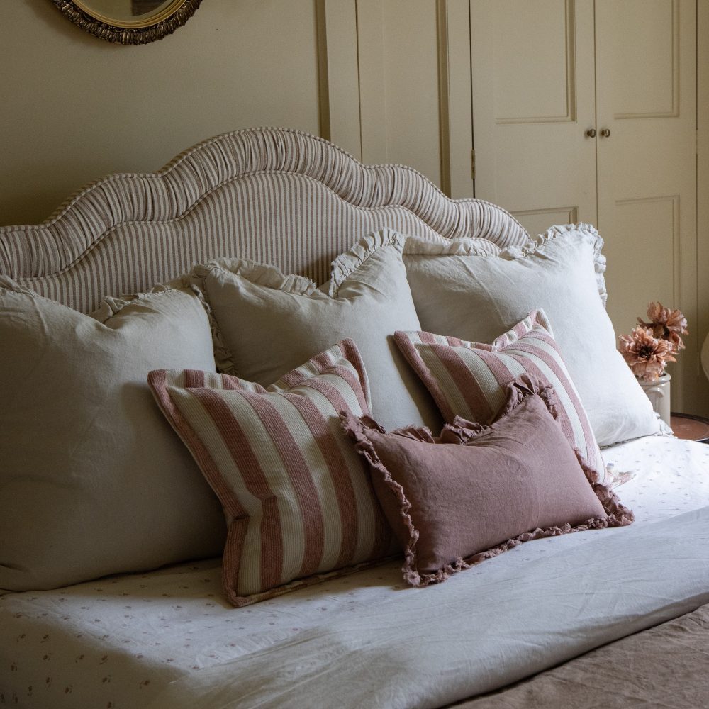 Hallie Dusty Pink Ruffle Cushion 50x30