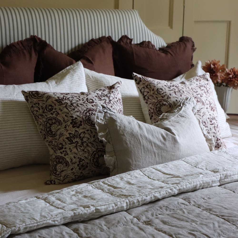 Ivy Dark Brown Print Cushion 45x45