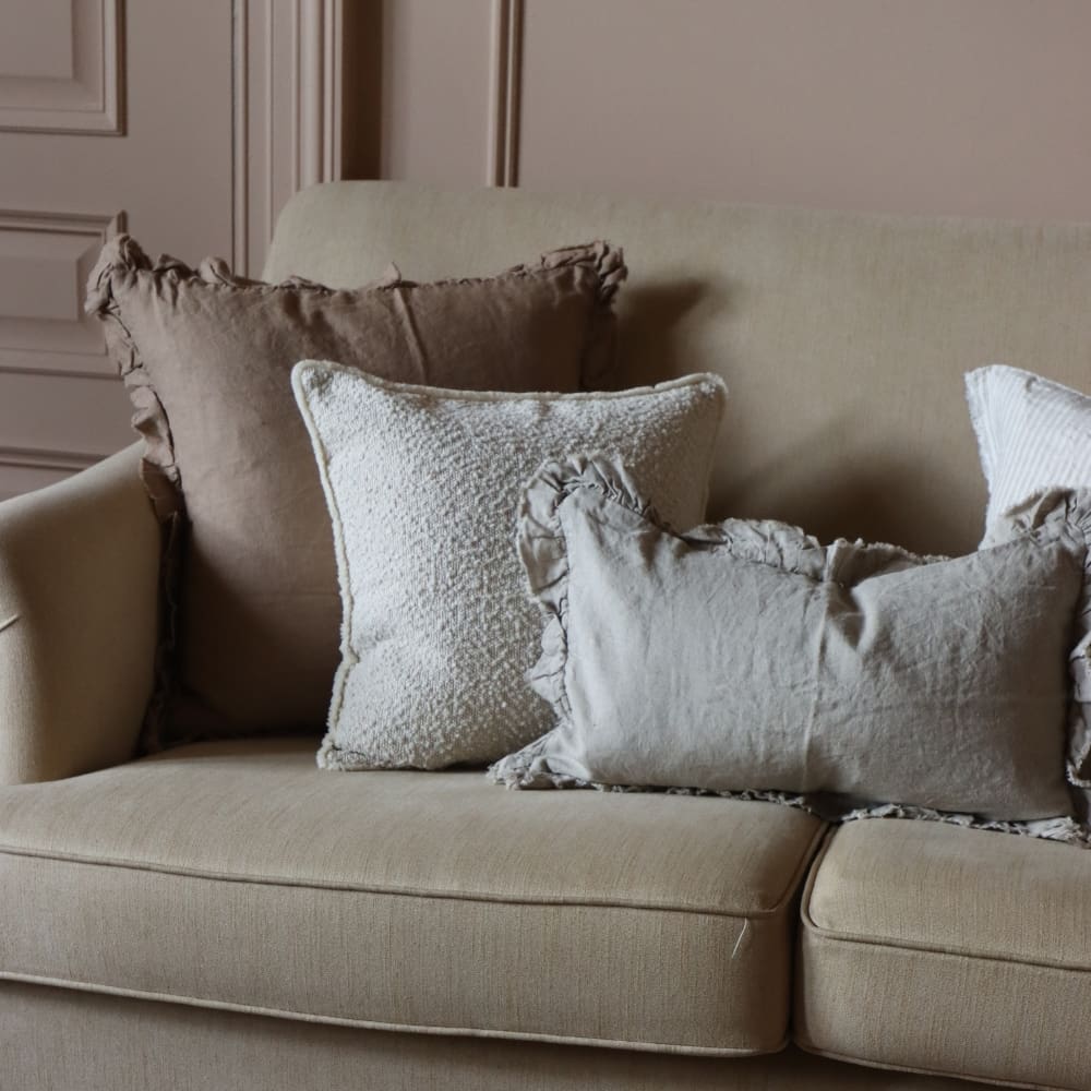 Hallie Natural Beige Ruffle Cushion 50x30