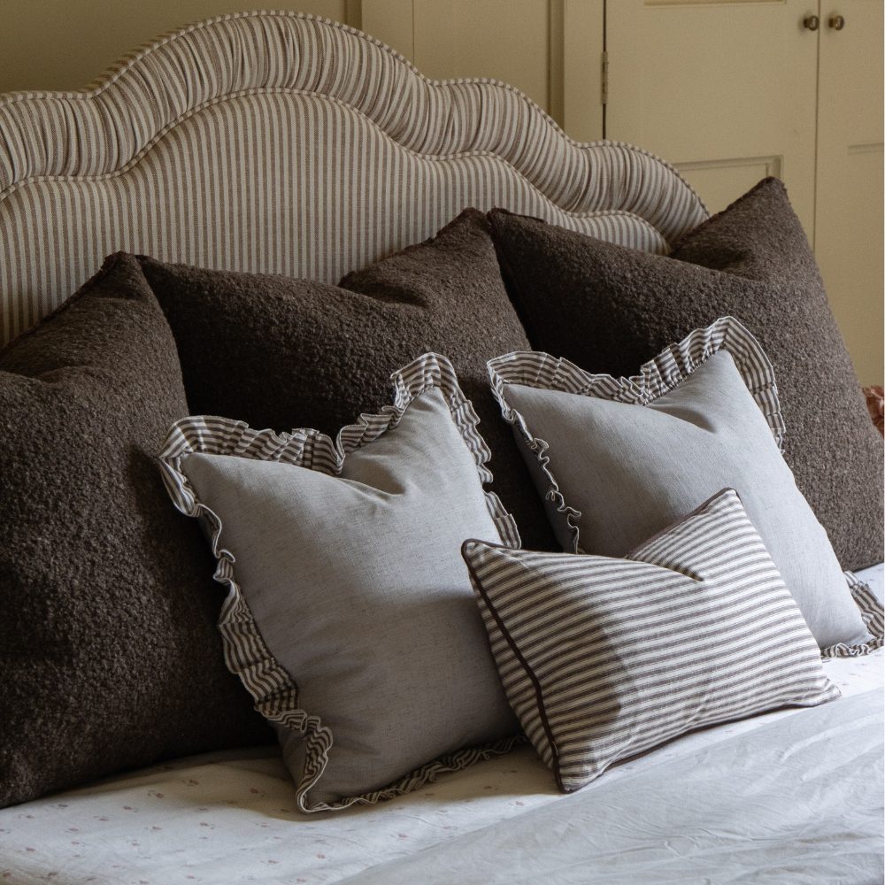Florence Dark Brown Stripe Cushion 50x30