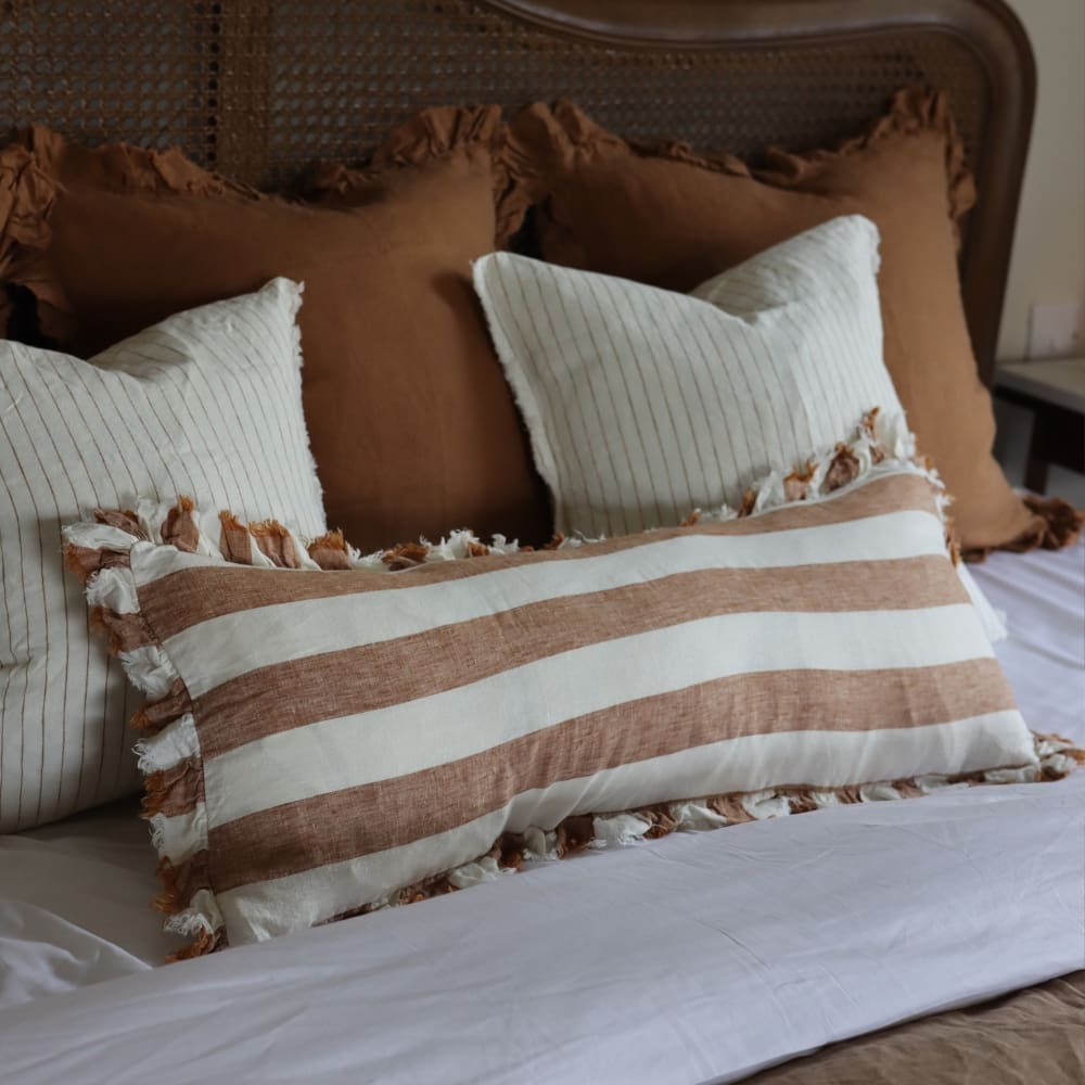 Hallie Rust Wide Stripe Bolster Cushion 80x30