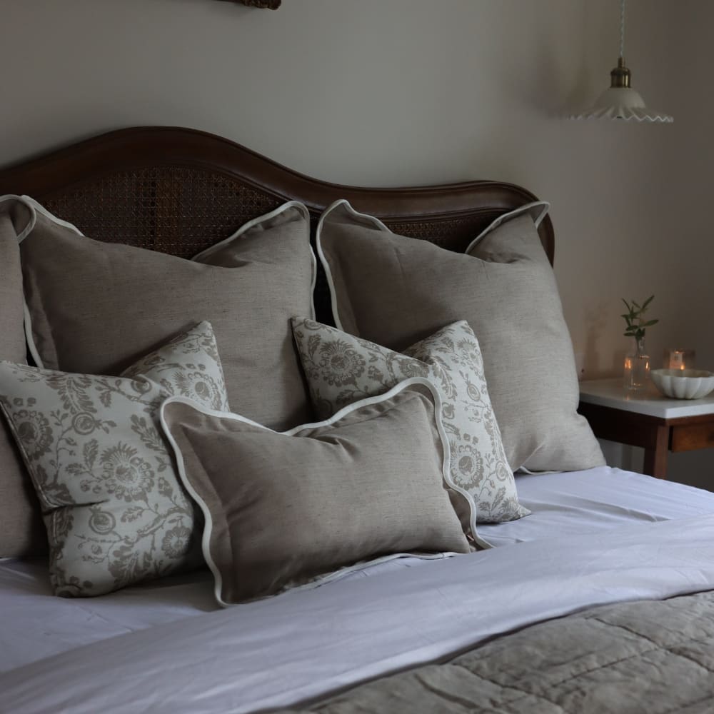 Chloe Greige Scalloped Edge Cushion 50x30