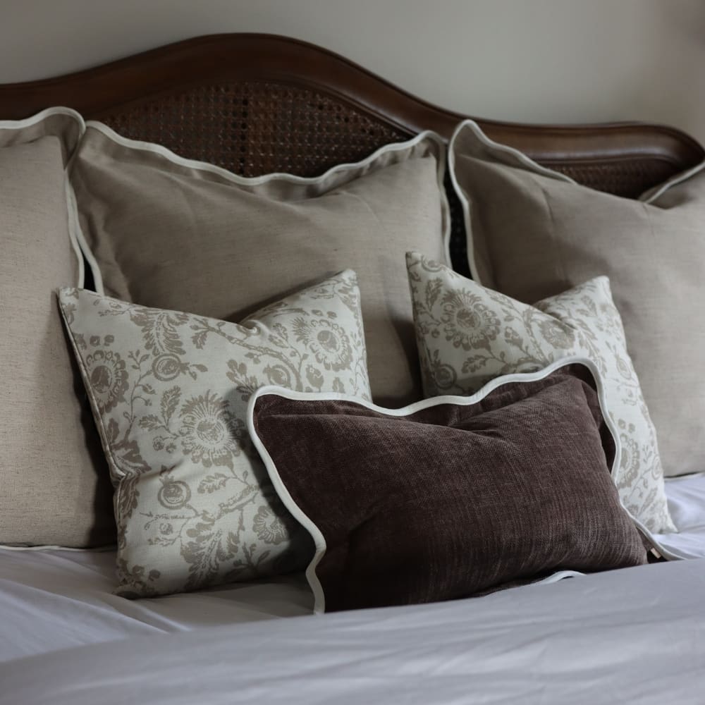 Chloe Dark Brown Scalloped Edge Cushion 50x30