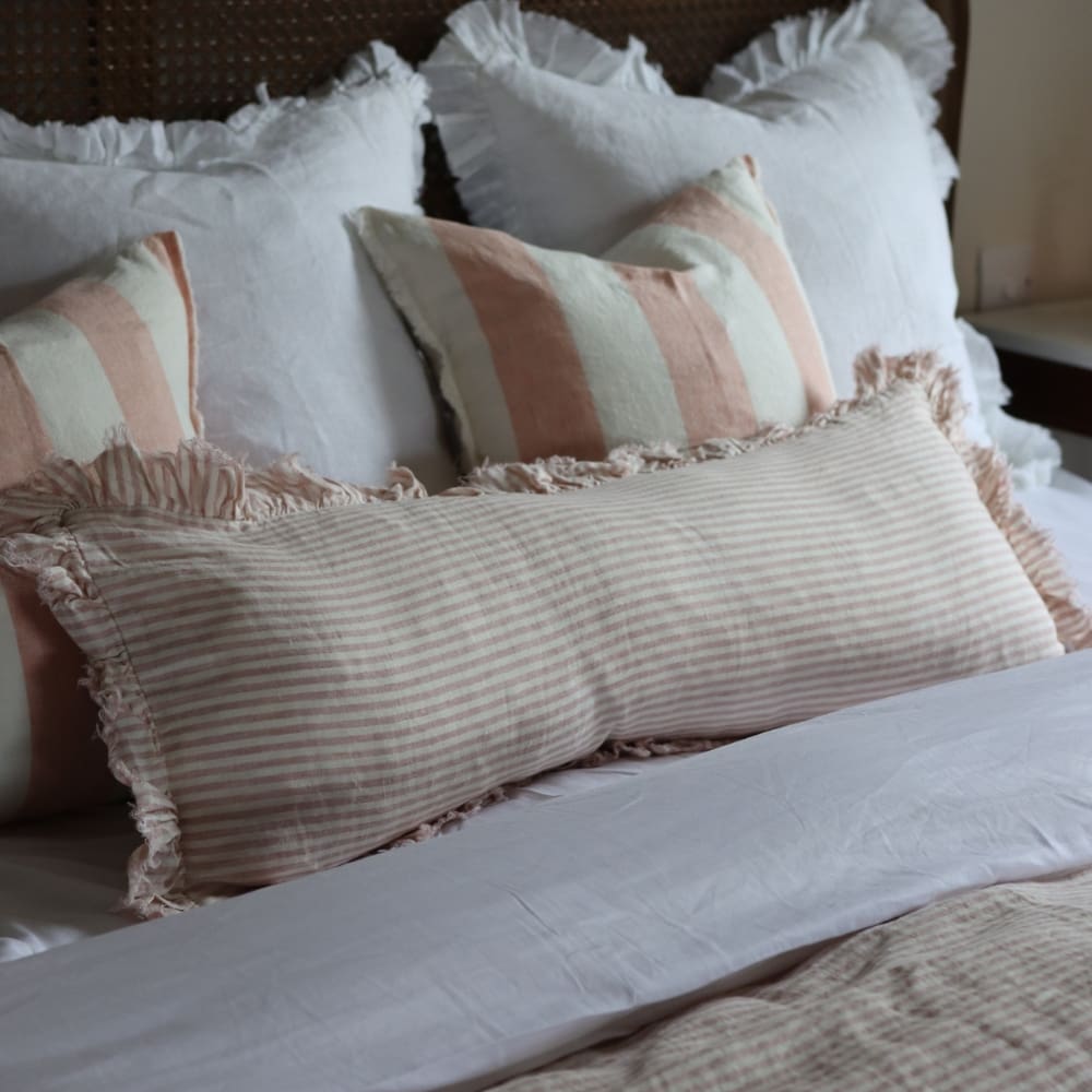 Hallie Pink Stripe Bolster Cushion 80x30
