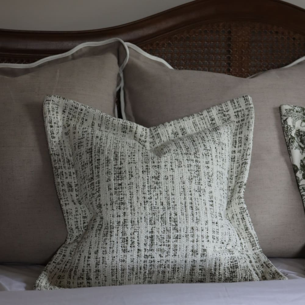 Eve Olive & Cream Boucle Cushion 45x45