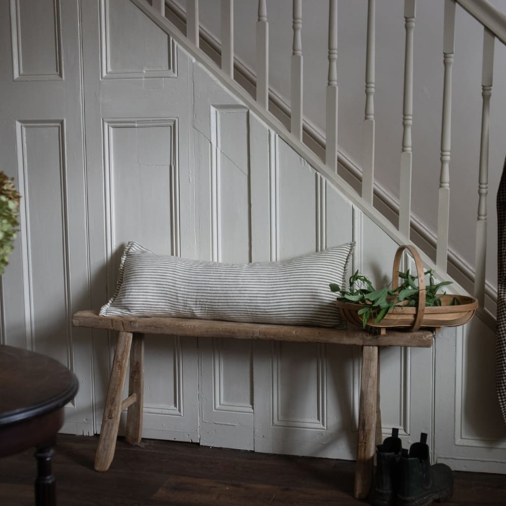 Esmee Olive Green Stripe Bolster Cushion 80x30