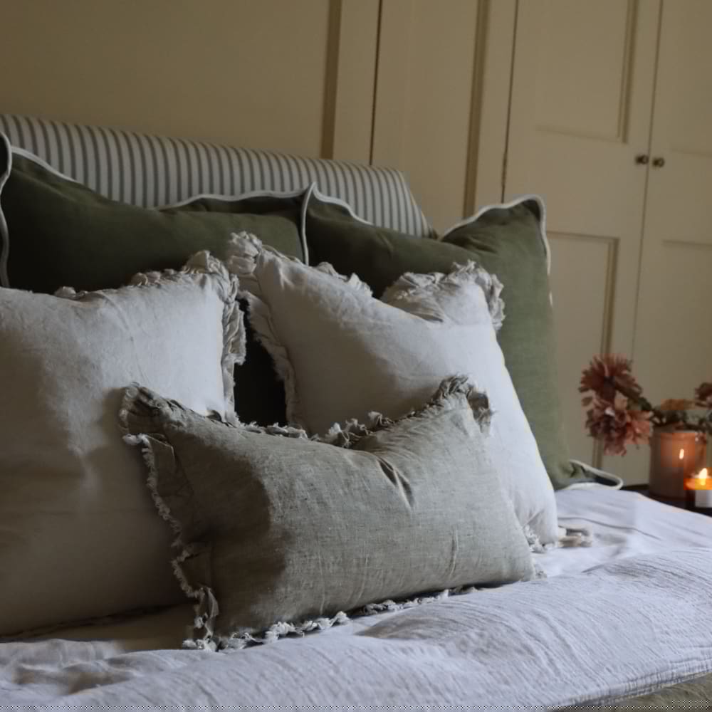 Hallie Washed Olive Green Cushion 50x30