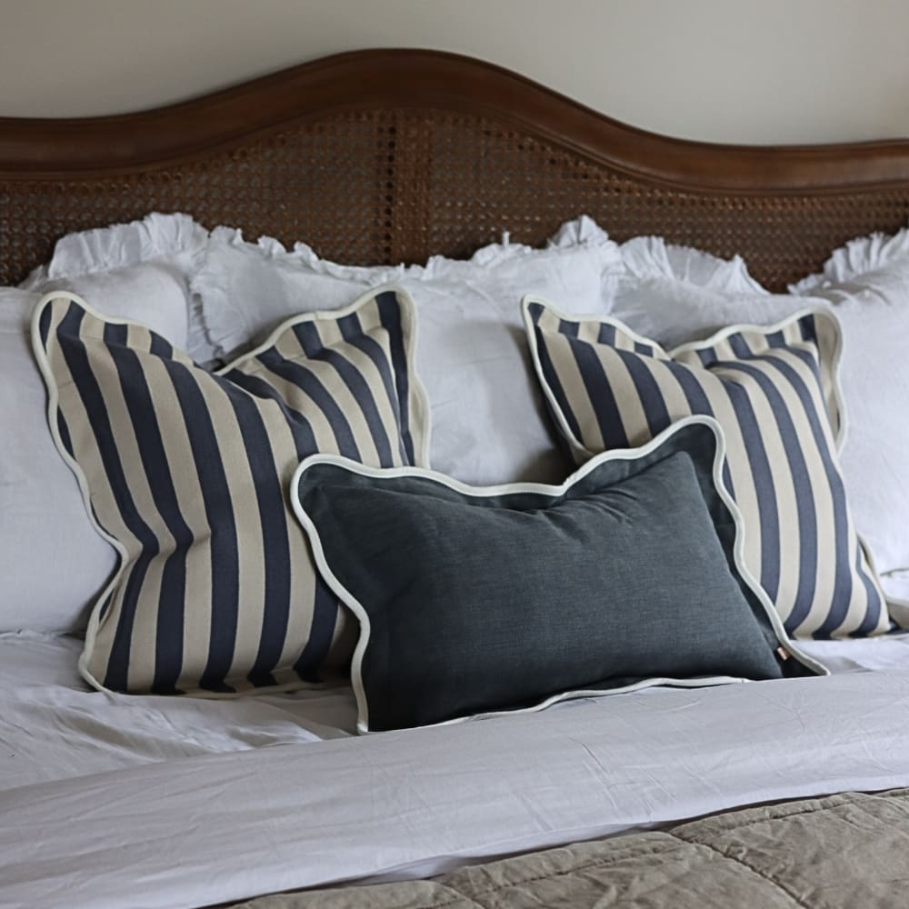 Chloe Navy Scalloped Edge Cushion 50x30