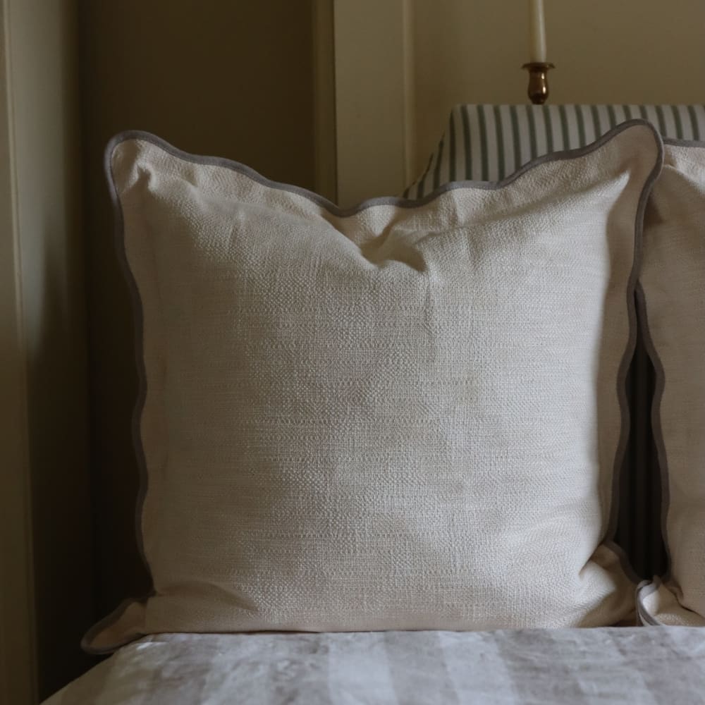 Chloe Cream & Greige Scalloped Edge Cushion 65x65