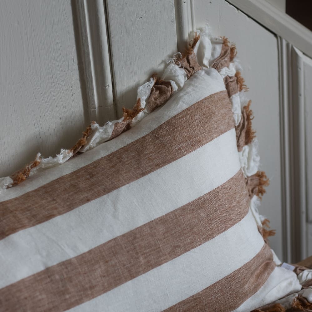 Hallie Rust Wide Stripe Bolster Cushion 80x30