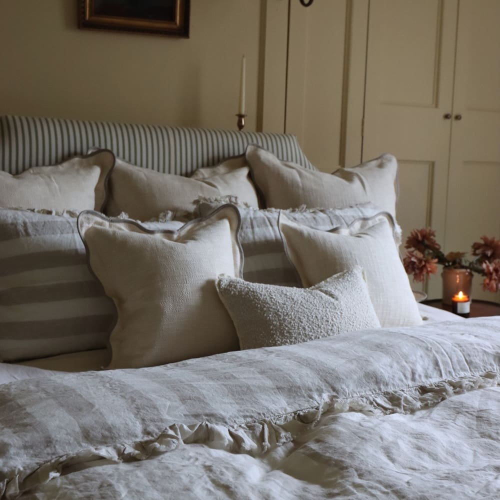 Chloe Cream & Greige Scalloped Edge Cushion 53x53