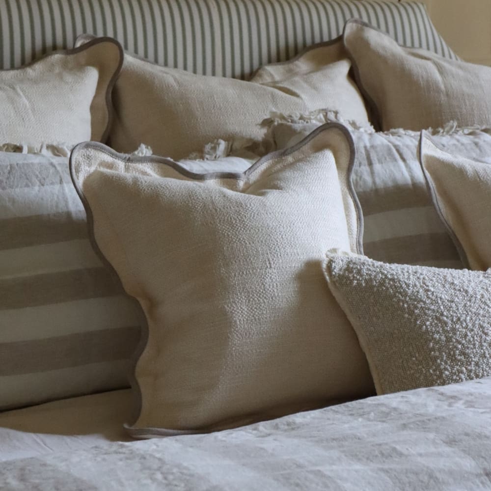 Chloe Cream & Greige Scalloped Edge Cushion 53x53