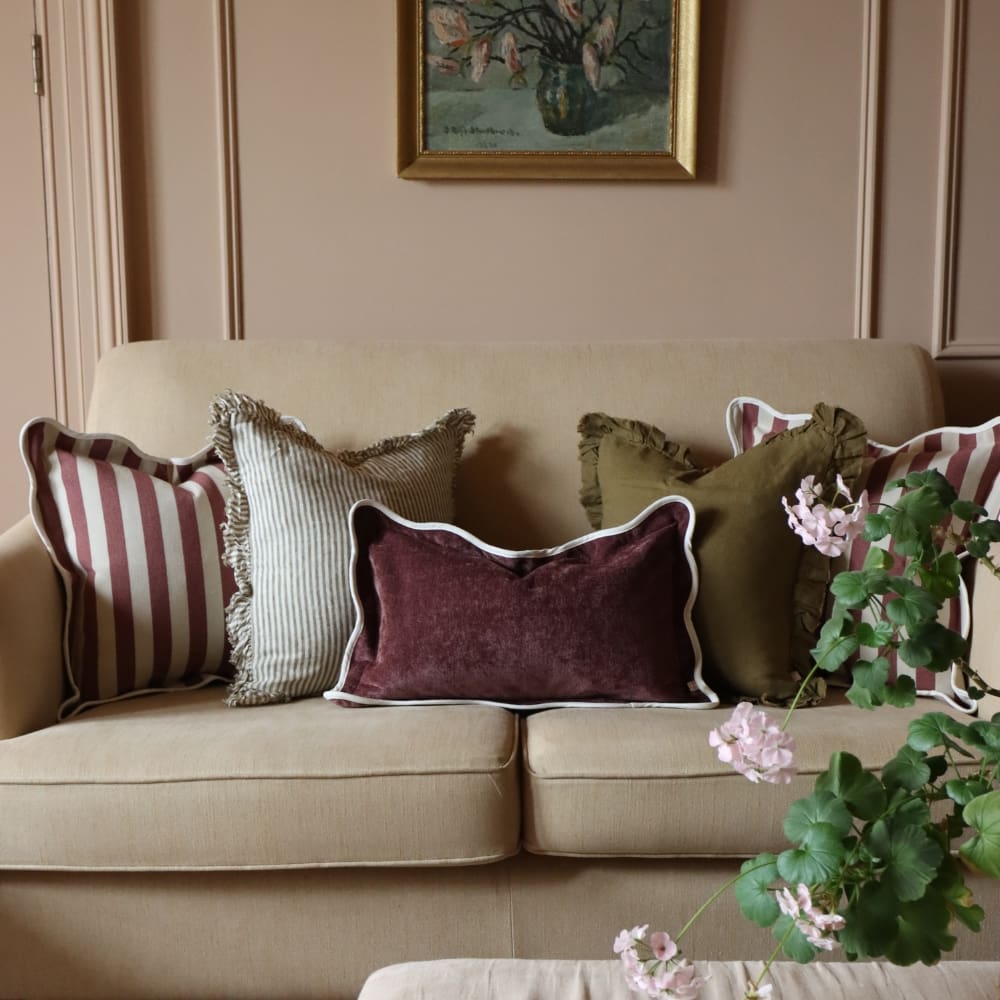 Chloe Plum Scalloped Edge Cushion 50x30