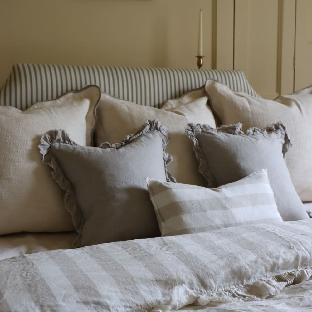 Chloe Cream & Greige Scalloped Edge Cushion 65x65