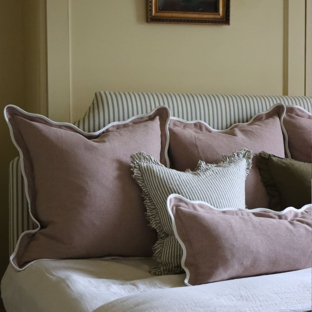 Chloe Dusty Pink Scalloped Edge Cushion 65x65