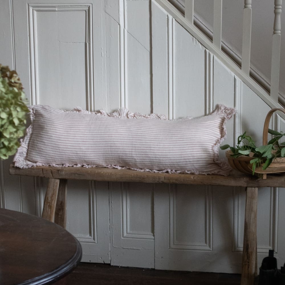 Hallie Pink Stripe Bolster Cushion 80x30