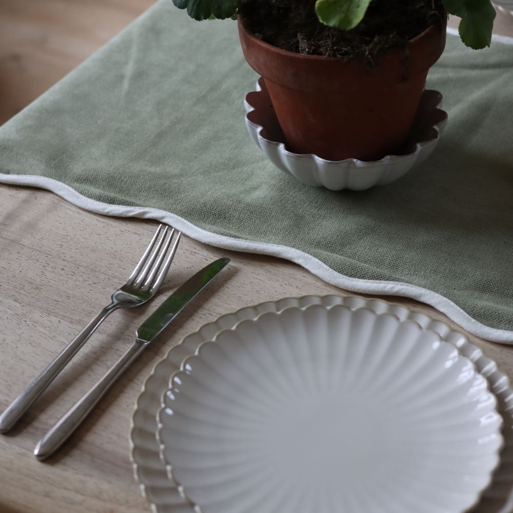 Chloe Sage Scalloped Table Runner