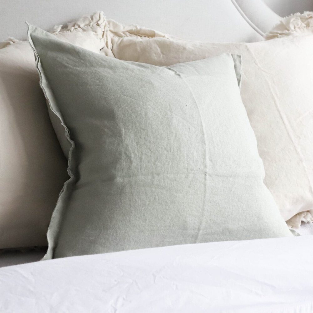 Esmee Sage Green Linen Cushion 45x45