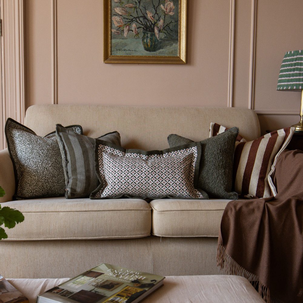 Fleur Olive and Terracotta Print Cushion 50x30