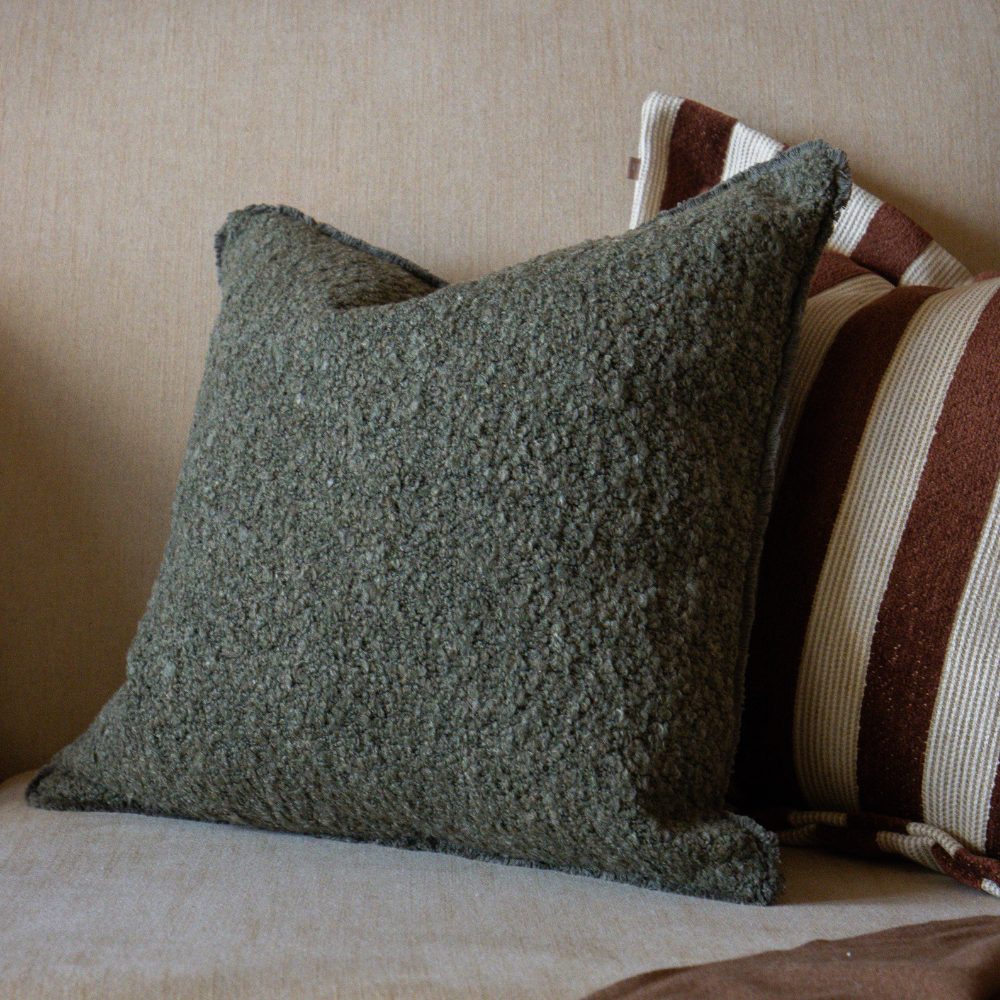 Sofia Olive Green Boucle Cushion 45x45