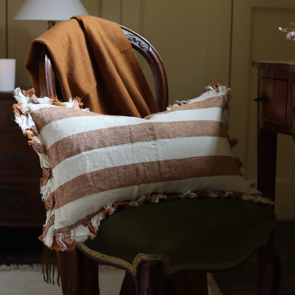 Hallie Rust Wide Stripe Cushion 50x30